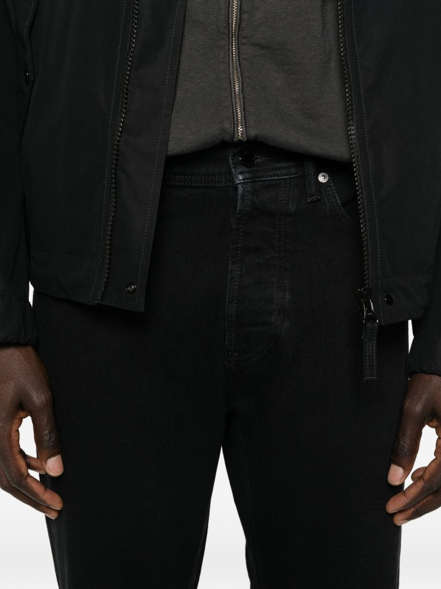 Stone Island Black Denim Jeans With Comfort Stretch Elastan For Men Slim Fit Premium All Day Comfort Wear