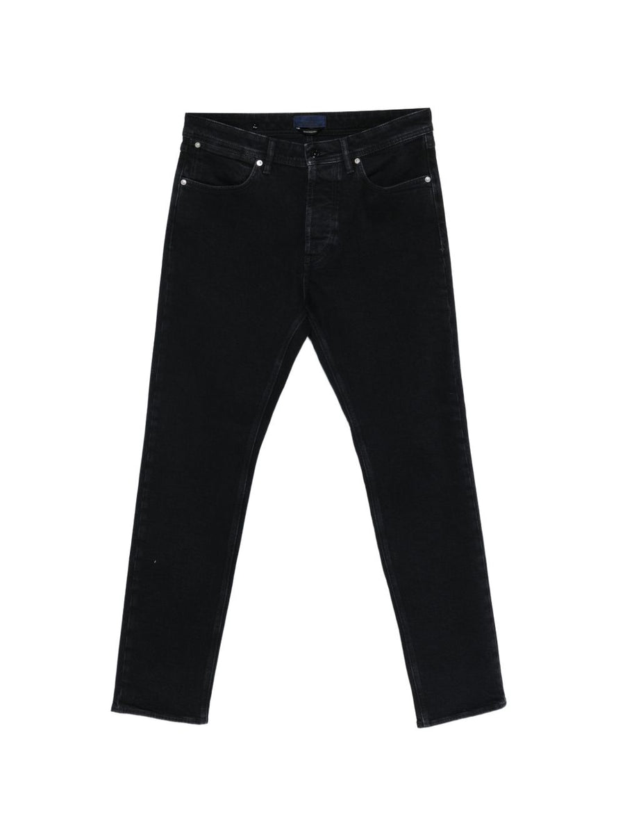 Stone Island Black Denim Jeans With Comfort Stretch Elastan For Men Slim Fit Premium All Day Comfort Wear