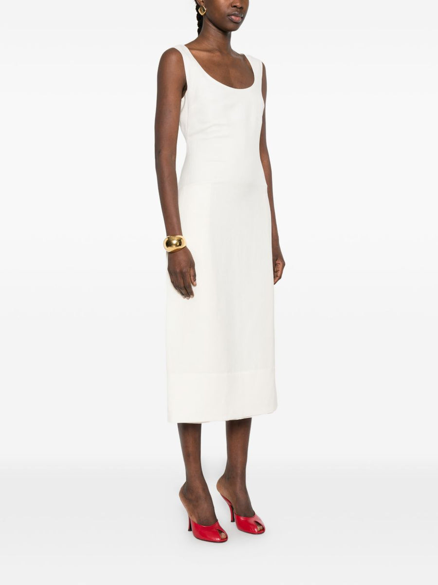 Jacquemus La Robe Tablier Long Dress Apron Silhouette Beige Linen For Women Luxury Resort Wear