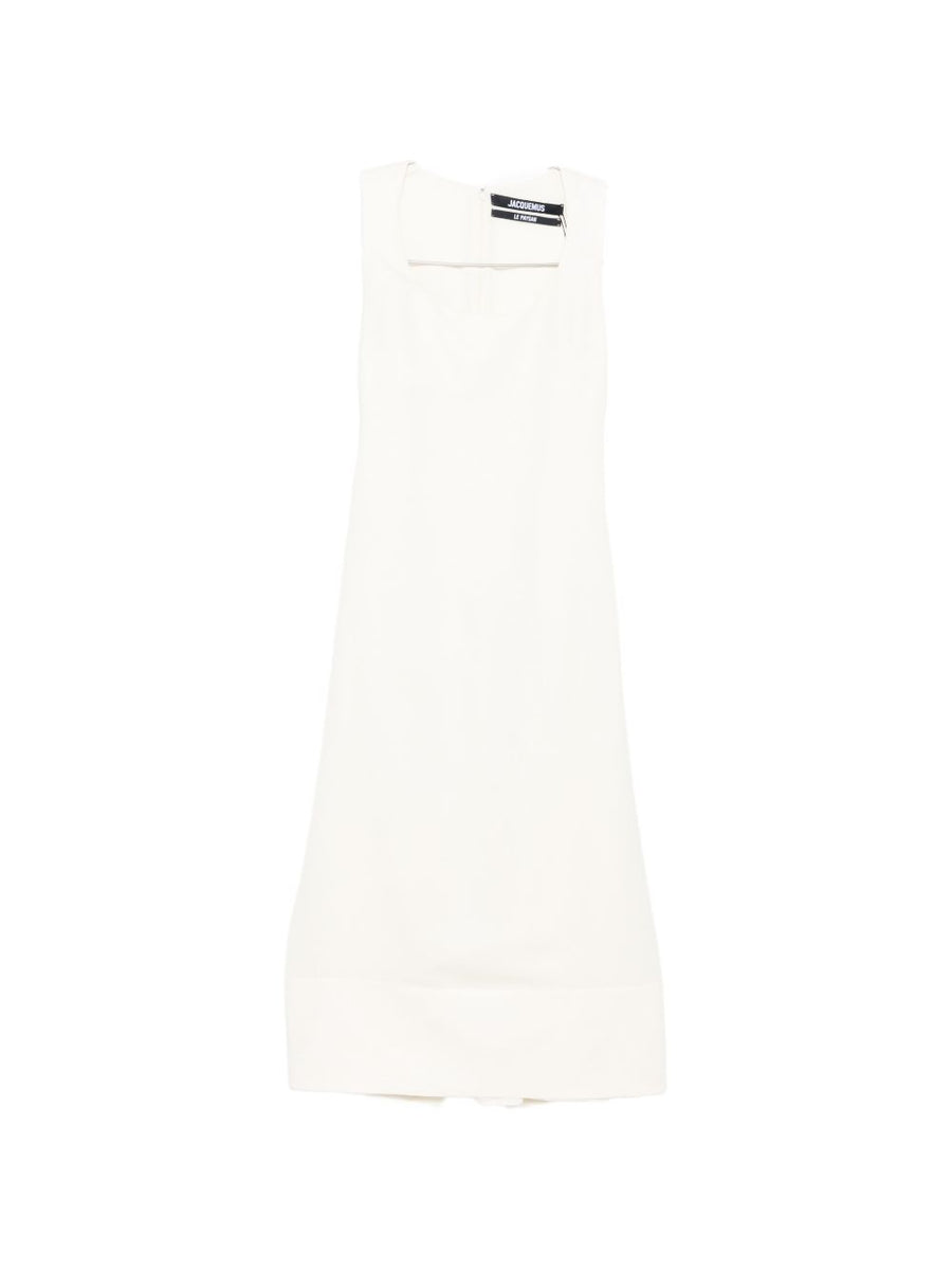 Jacquemus La Robe Tablier Long Dress Apron Silhouette Beige Linen For Women Luxury Resort Wear