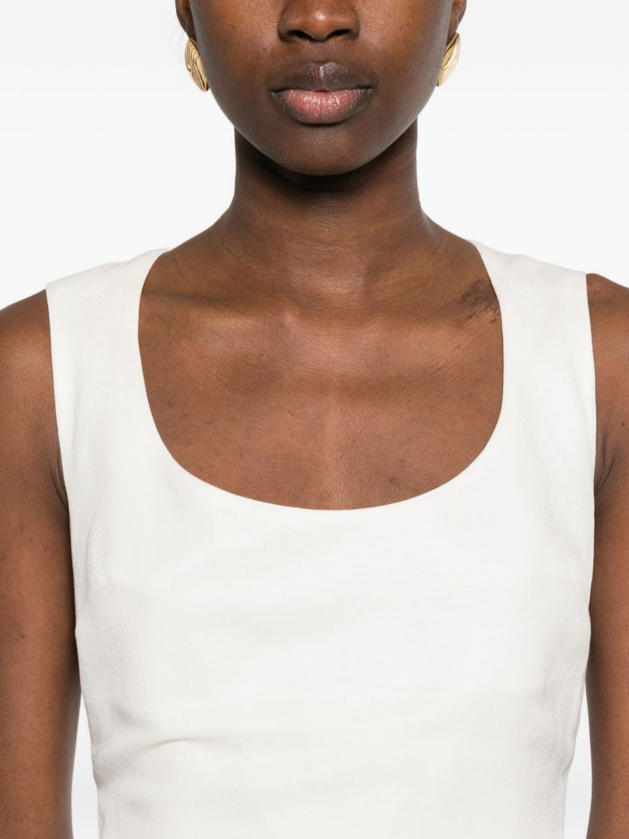 Jacquemus La Robe Tablier Long Dress Apron Silhouette Beige Linen For Women Luxury Resort Wear