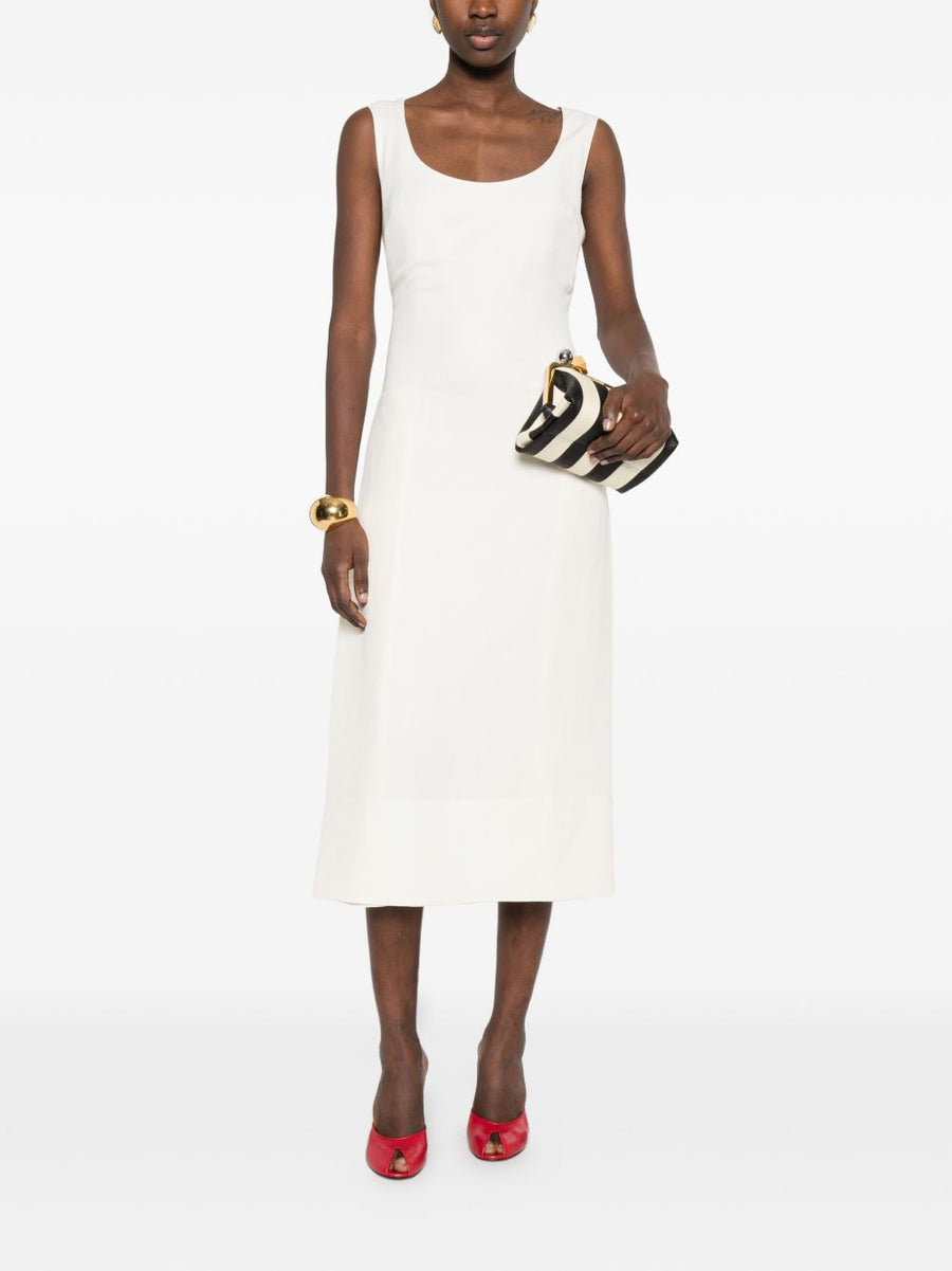 Jacquemus La Robe Tablier Long Dress Apron Silhouette Beige Linen For Women Luxury Resort Wear