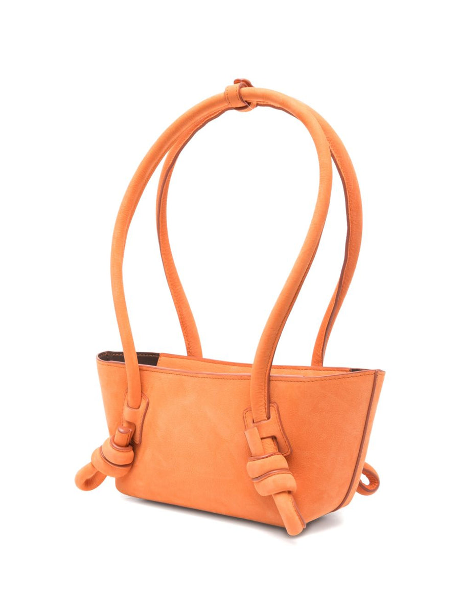 Hereu Fleca Mini Knotted Handle Shoulder Bag Orange Calf Leather For Women Bold Statement Everyday Luxury