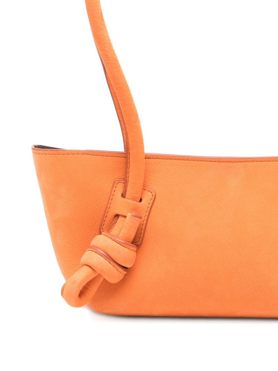 Hereu Fleca Mini Knotted Handle Shoulder Bag Orange Calf Leather For Women Bold Statement Everyday Luxury