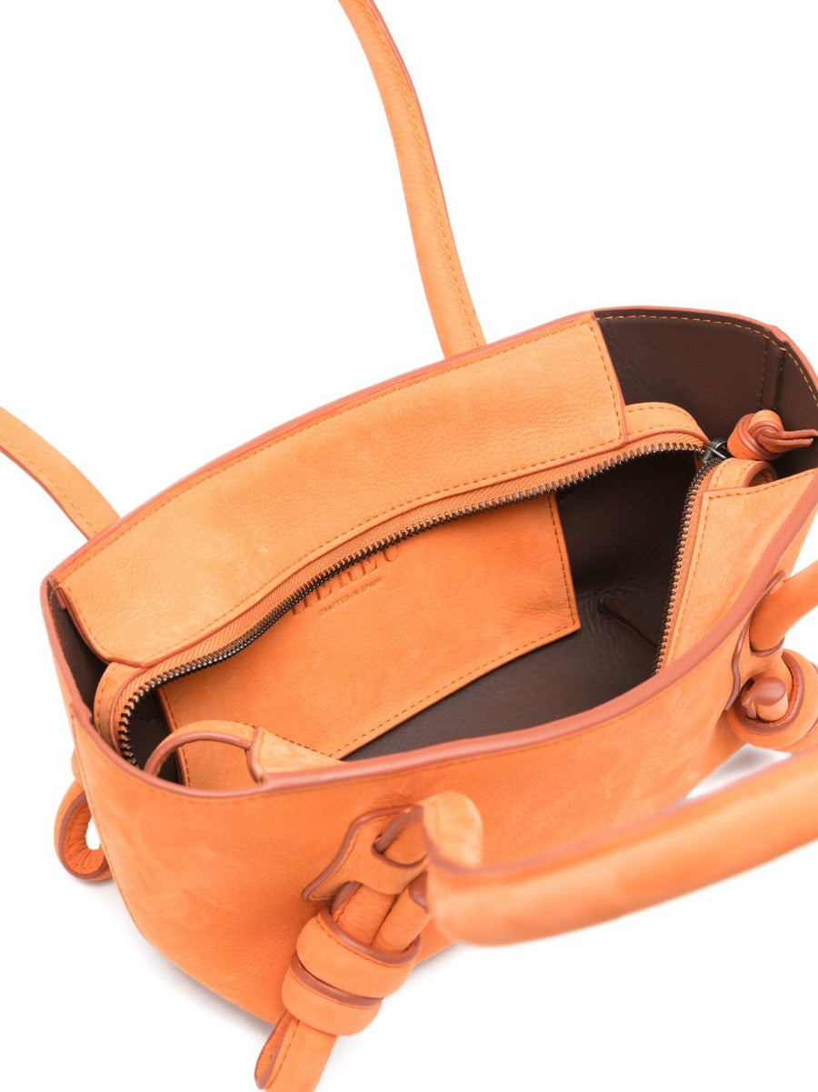 Hereu Fleca Mini Knotted Handle Shoulder Bag Orange Calf Leather For Women Bold Statement Everyday Luxury