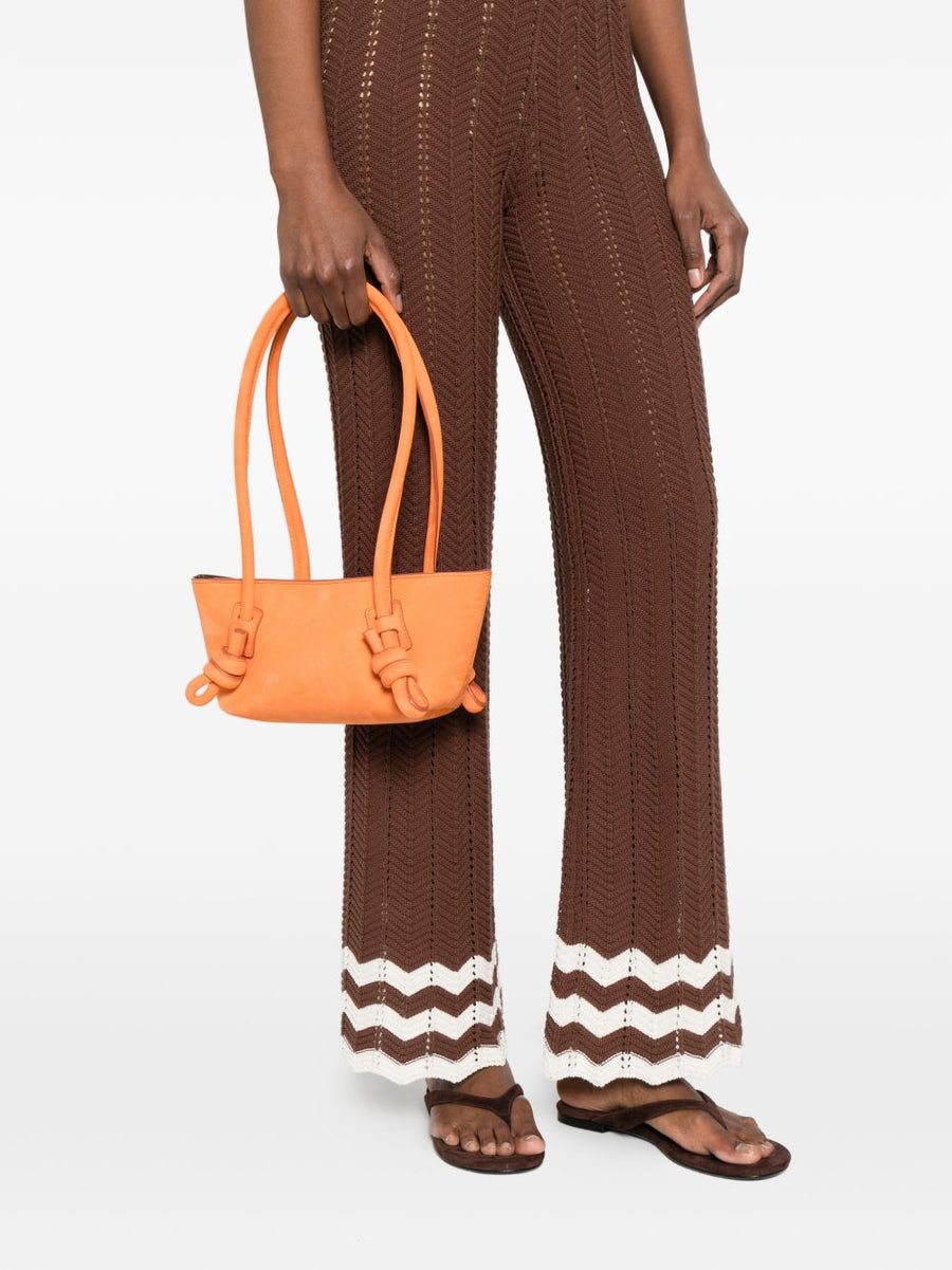 Hereu Fleca Mini Knotted Handle Shoulder Bag Orange Calf Leather For Women Bold Statement Everyday Luxury
