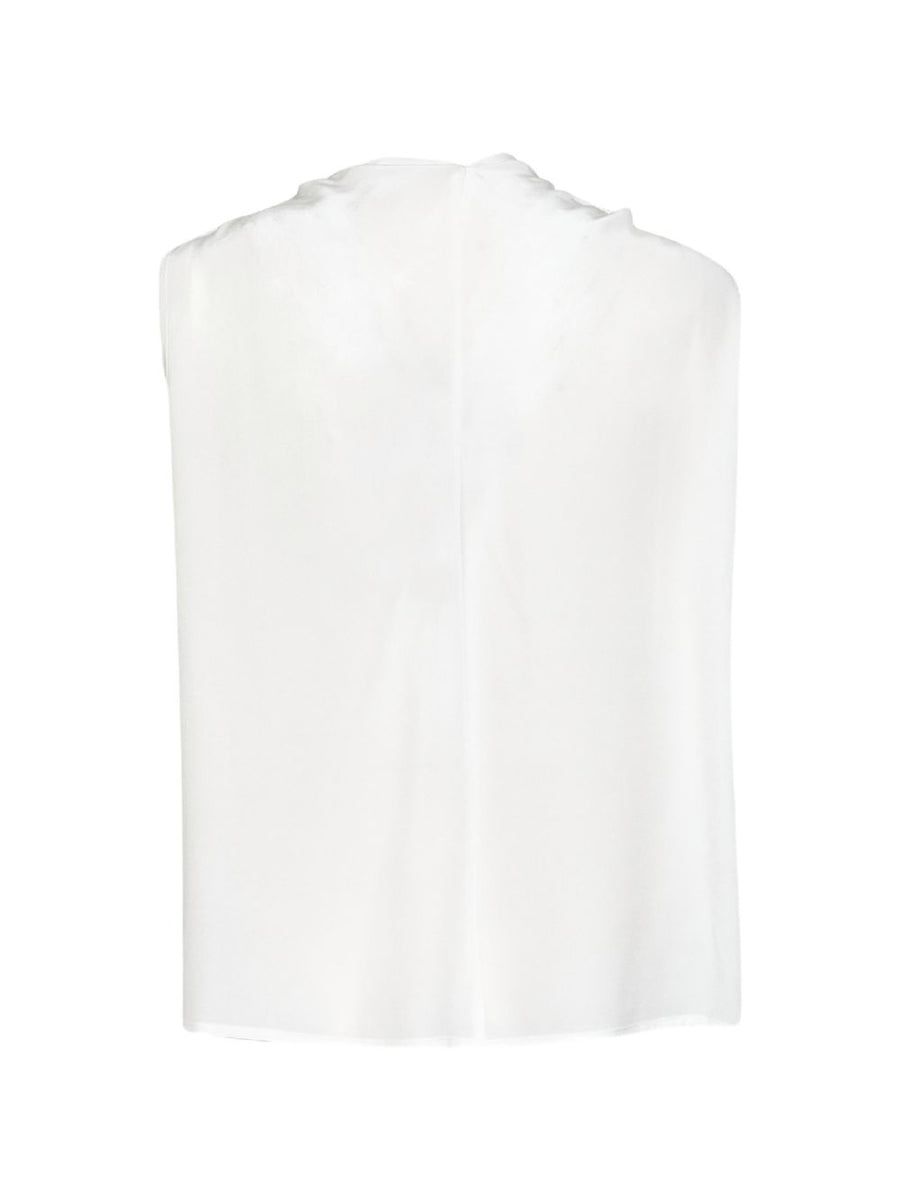 Parosh Silk Top Ivory Self Tie for Women Office Wear