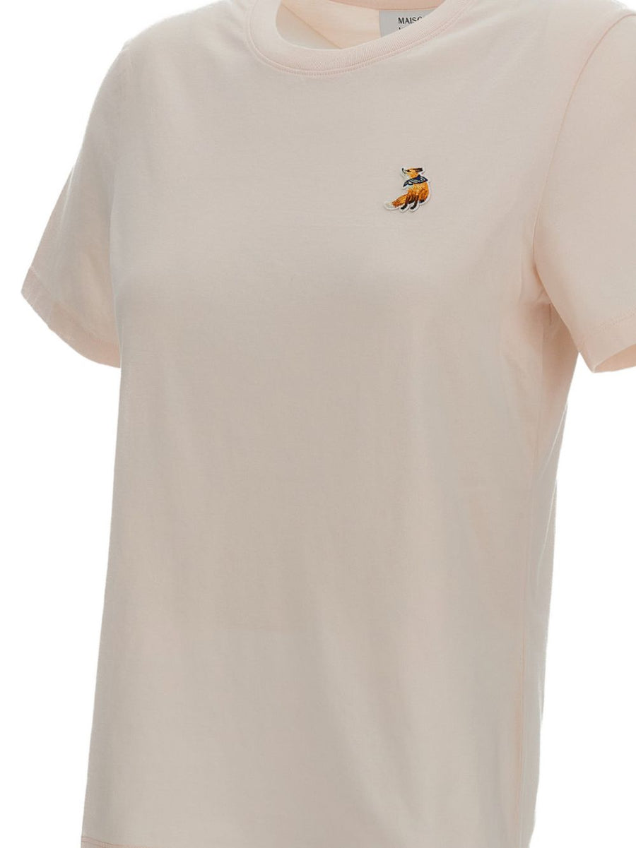 Dreaming Fox Tee By Maison Kitsuné For Women Lilac Cotton Top With Pink Embroidered Patch