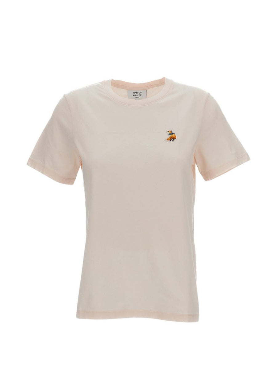 Dreaming Fox Tee By Maison Kitsuné For Women Lilac Cotton Top With Pink Embroidered Patch
