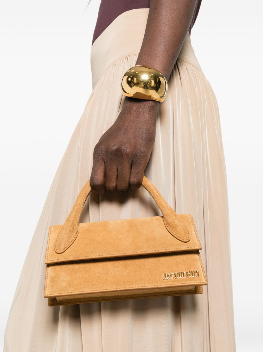 Jacquemus Le Chiquito Long Leather Handbag For Women Quiet Luxury Top Handle Magnetic Closure Camel
