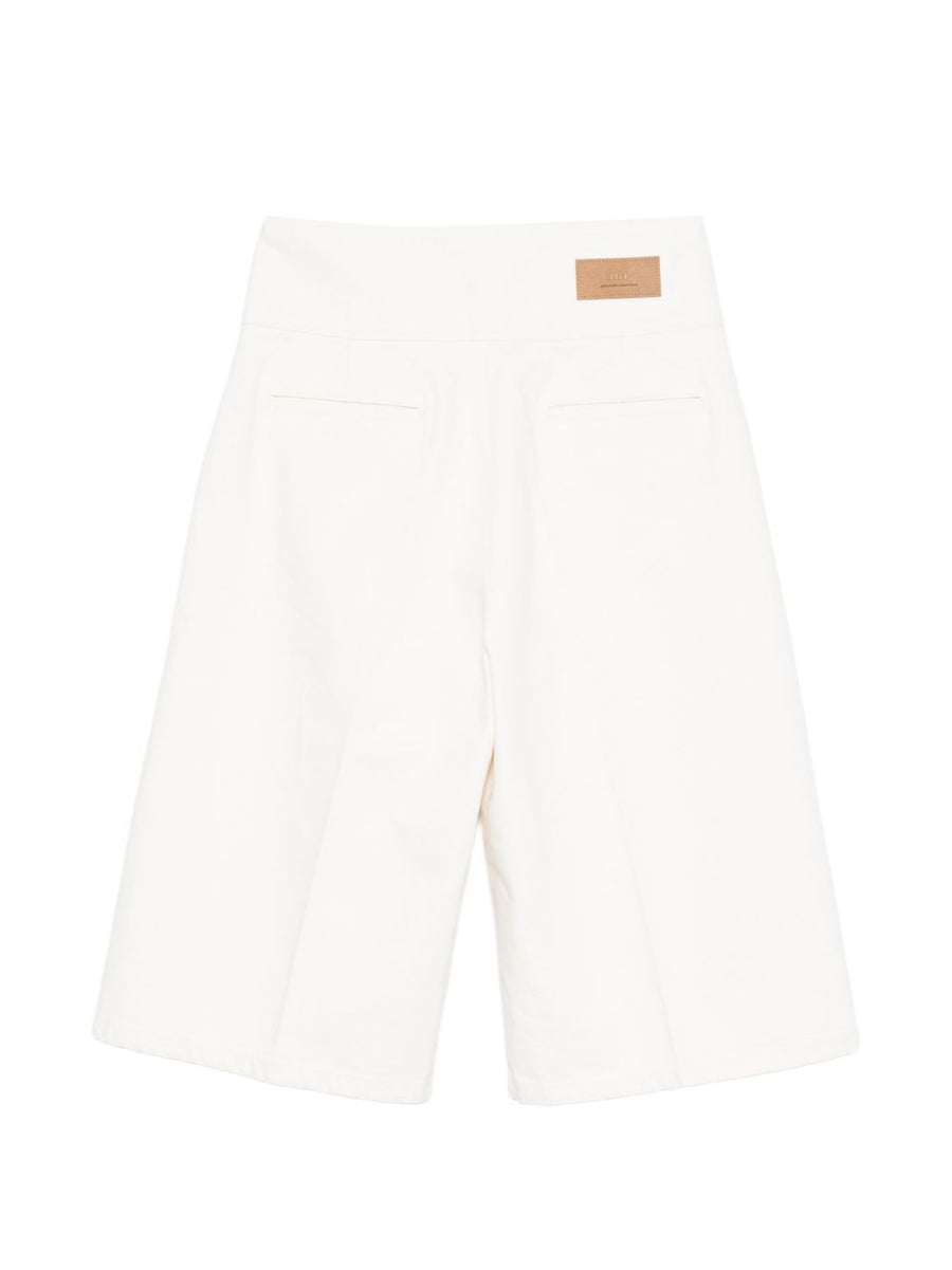 Ami Paris Cotton Bermuda Shorts Women High Waisted Breathable Panelled Minimalist Silhouette Luxury Summer Essential