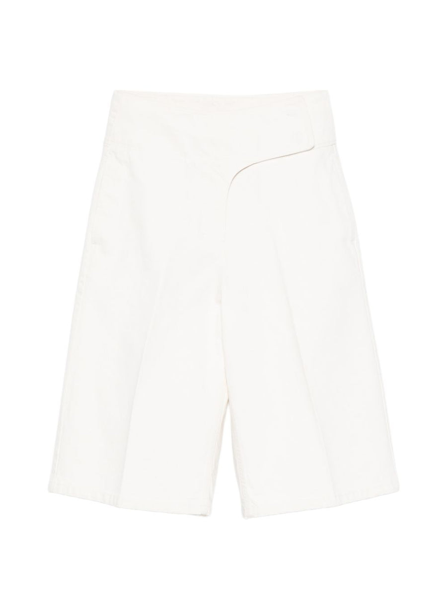 Ami Paris Cotton Bermuda Shorts Women High Waisted Breathable Panelled Minimalist Silhouette Luxury Summer Essential