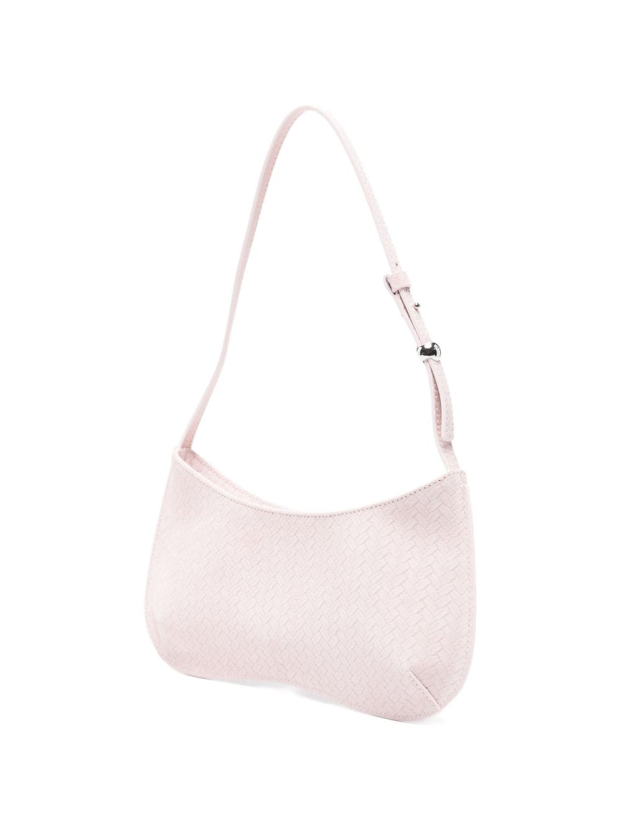 Jacquemus Le Bisou Leather Shoulder Bag Luxurious Light Pink for Women with Woven Finish and Top Zip Adjustable Strap