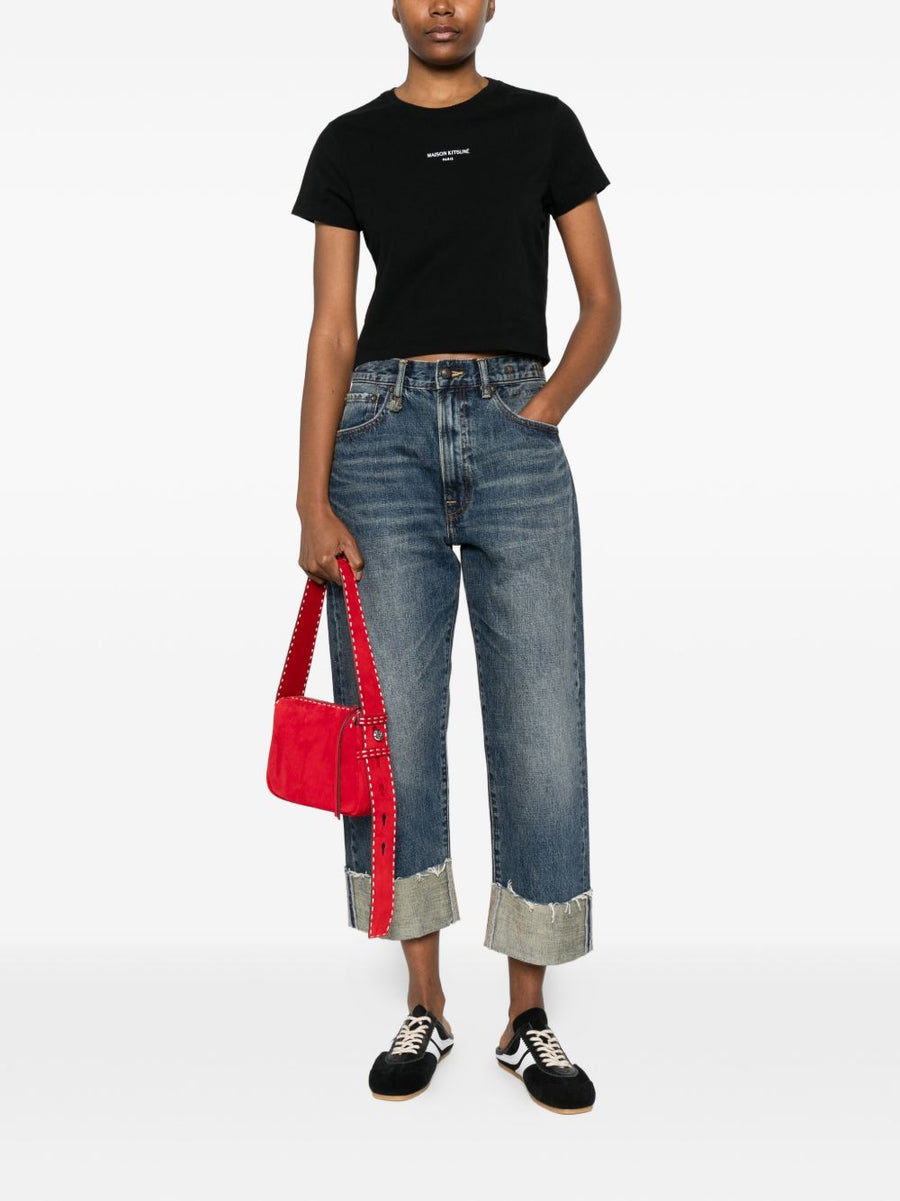 Maison Kitsuné Logo Cotton T Shirt Women Minimal Branding Everyday Comfort Versatile Topwear