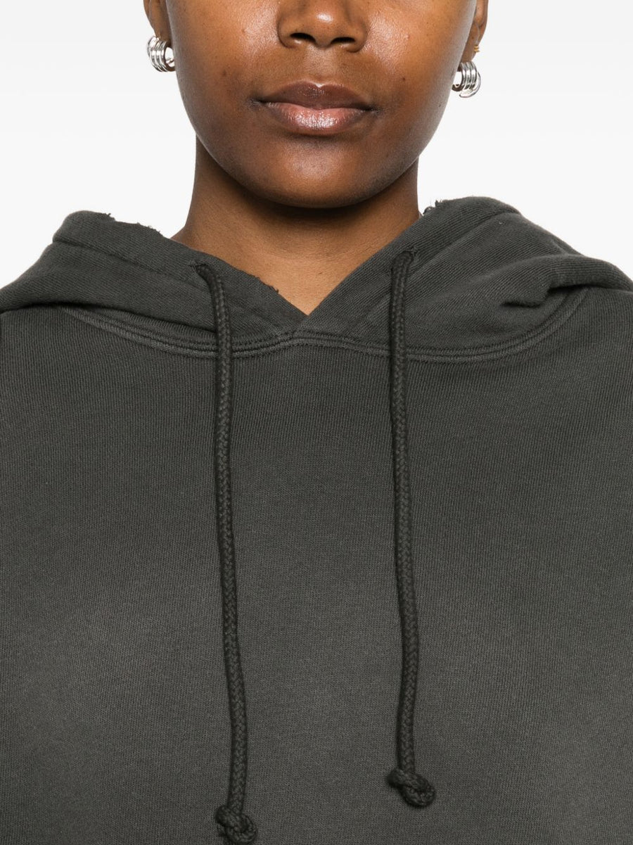 Golden Goose Cotton Cropped Hoodie For Women With Drawstring Hood And Grey Detailing