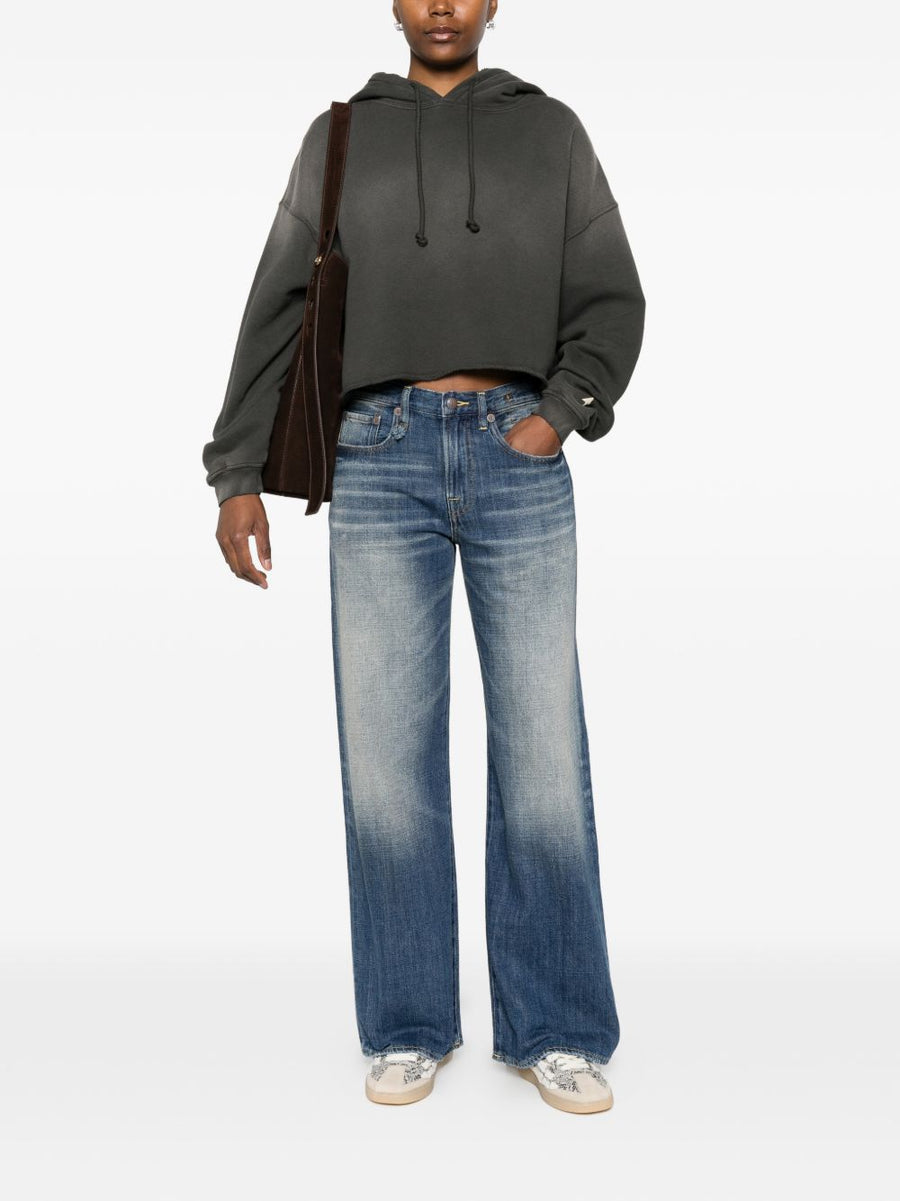 Golden Goose Cotton Cropped Hoodie For Women With Drawstring Hood And Grey Detailing