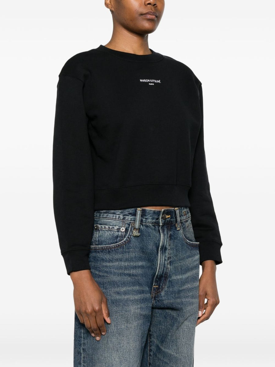 Maison Kitsuné Cropped Sweatshirt for Women With Organic Cotton 100% Logo Detail Versatile Luxury Topwear