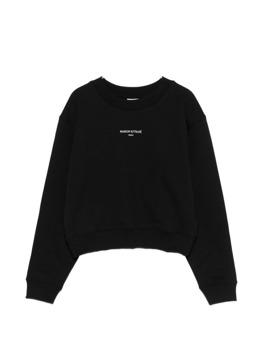 Maison Kitsuné Cropped Sweatshirt for Women With Organic Cotton 100% Logo Detail Versatile Luxury Topwear