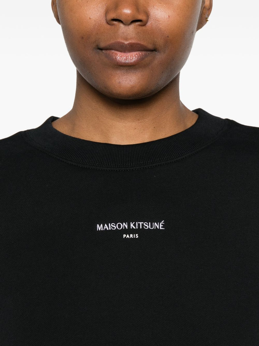 Maison Kitsuné Cropped Sweatshirt for Women With Organic Cotton 100% Logo Detail Versatile Luxury Topwear