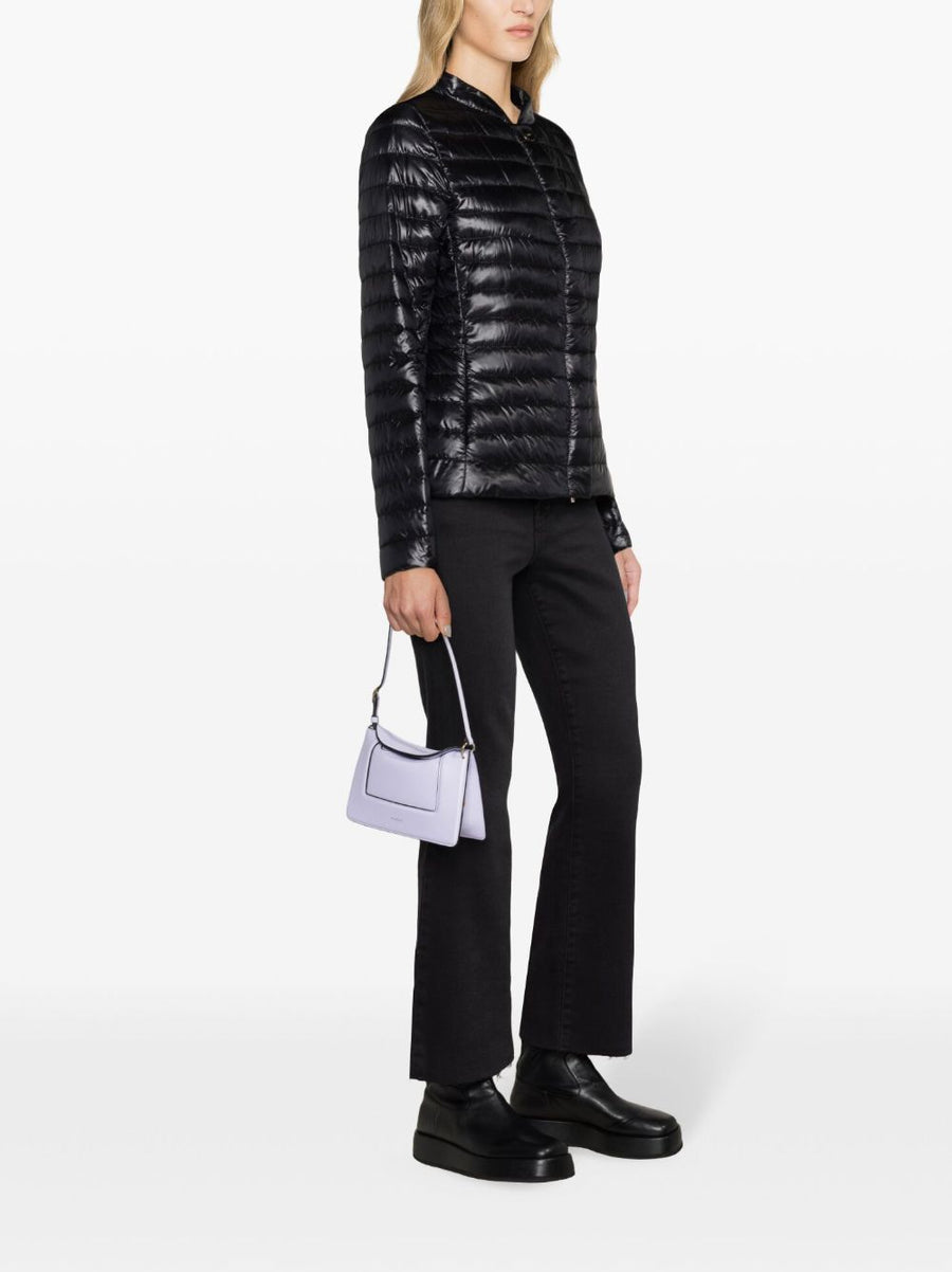 Herno Nylon Short Down Jacket For Women Lightweight Quilted Warmth Black Band Collar