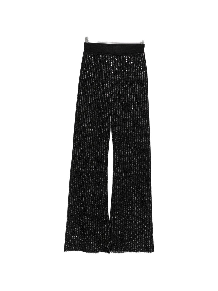 Missoni Flared Leg Trousers For Women With Sequin Embellishment And Elastic Waistband