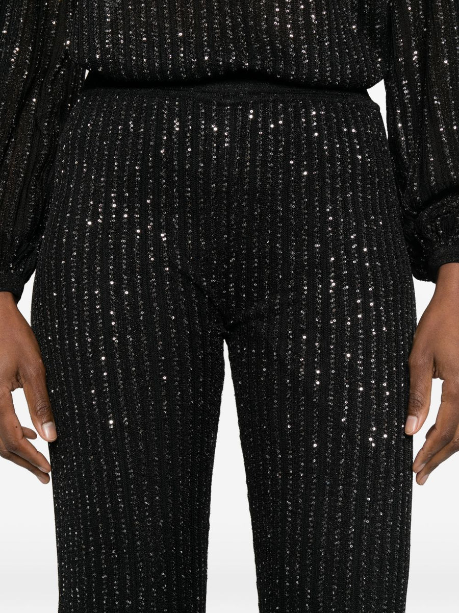 Missoni Flared Leg Trousers For Women With Sequin Embellishment And Elastic Waistband