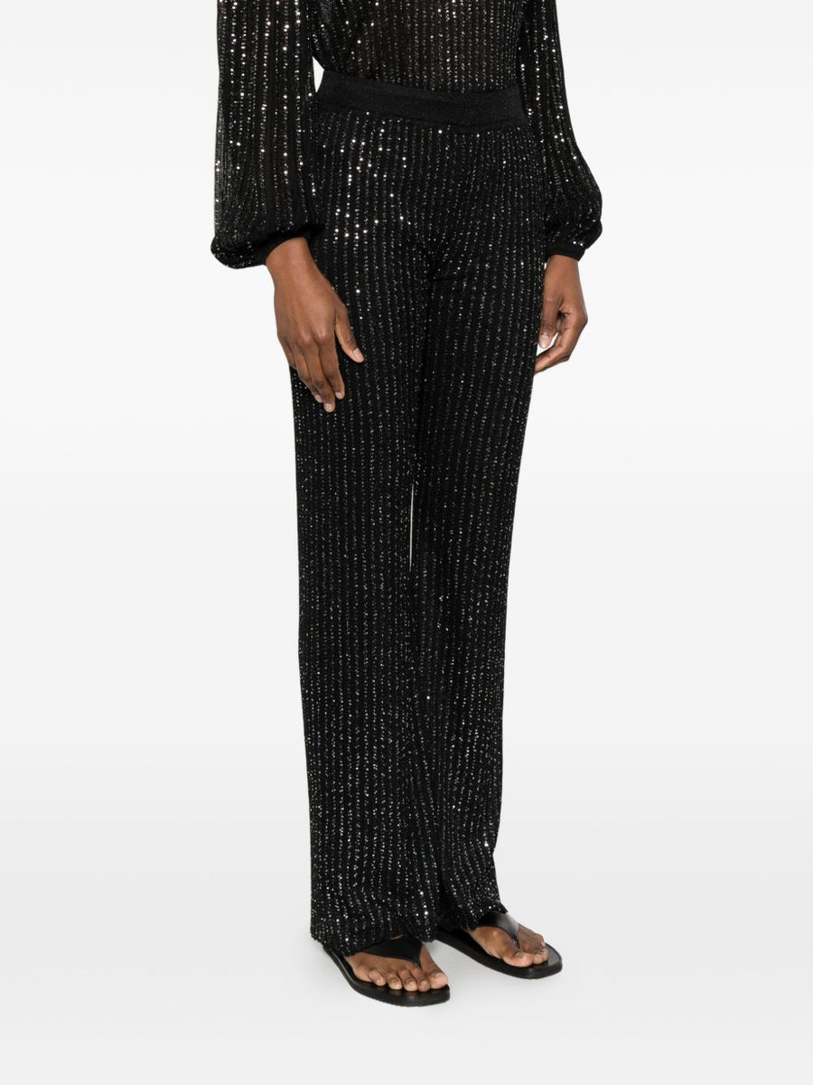 Missoni Flared Leg Trousers For Women With Sequin Embellishment And Elastic Waistband