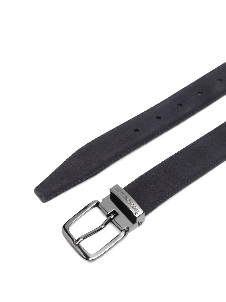 Emporio Armani Suede Leather Belt For Men Navy Exclusive Premium Finish Subtle Logo