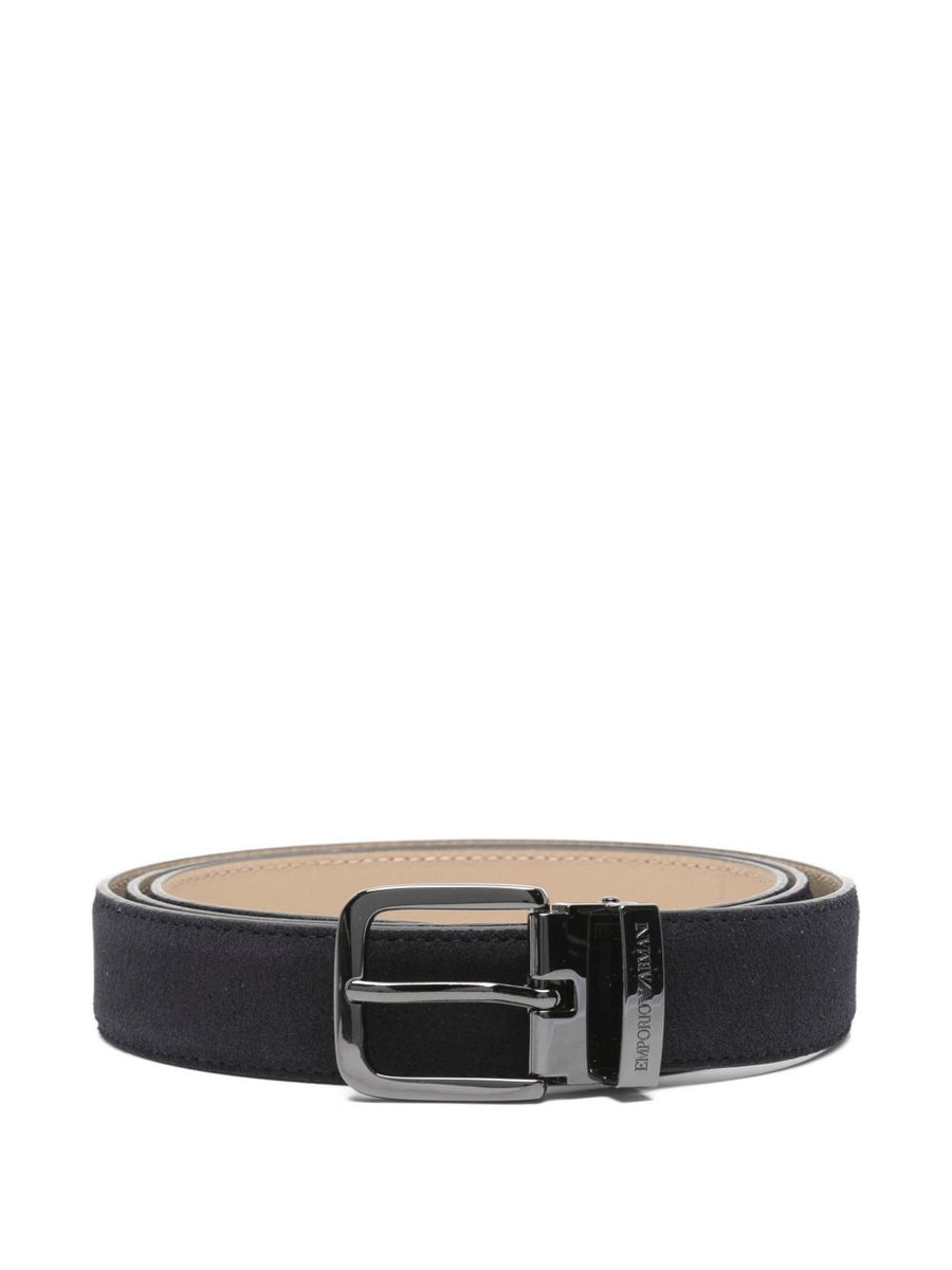 Emporio Armani Suede Leather Belt For Men Navy Exclusive Premium Finish Subtle Logo