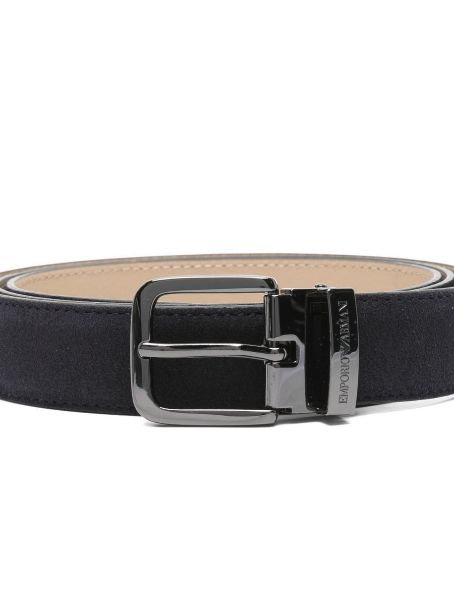 Emporio Armani Suede Leather Belt For Men Navy Exclusive Premium Finish Subtle Logo