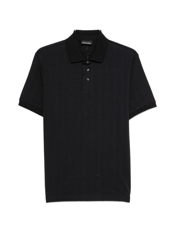 Emporio Armani Logo Cotton Polo Shirt For Men Navy 100 Percent Cotton With Premium Subtle Luxury Detail