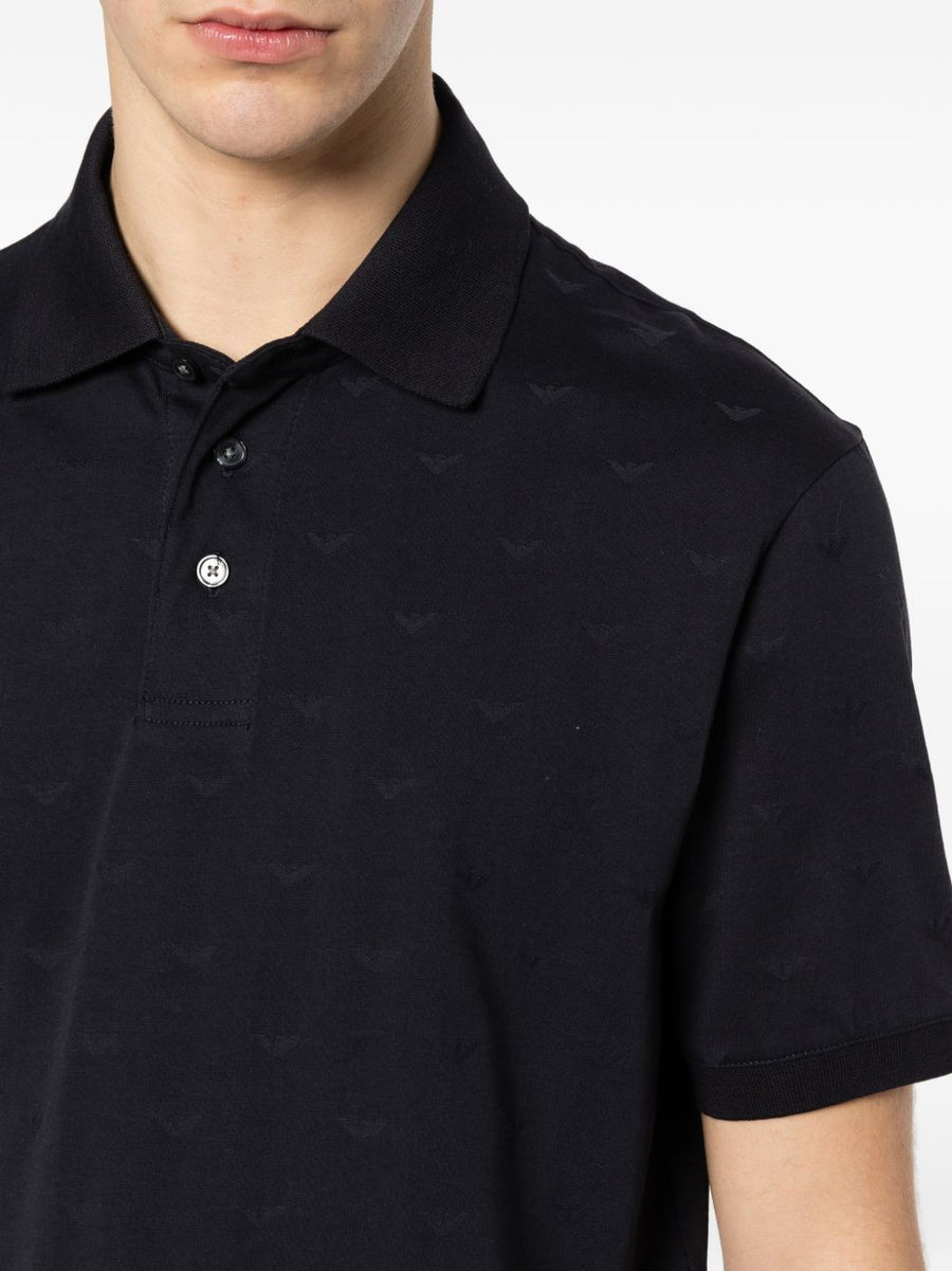 Emporio Armani Logo Cotton Polo Shirt For Men Navy 100 Percent Cotton With Premium Subtle Luxury Detail