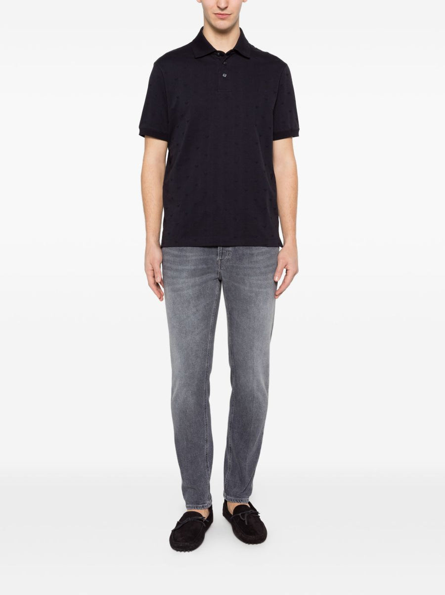 Emporio Armani Logo Cotton Polo Shirt For Men Navy 100 Percent Cotton With Premium Subtle Luxury Detail