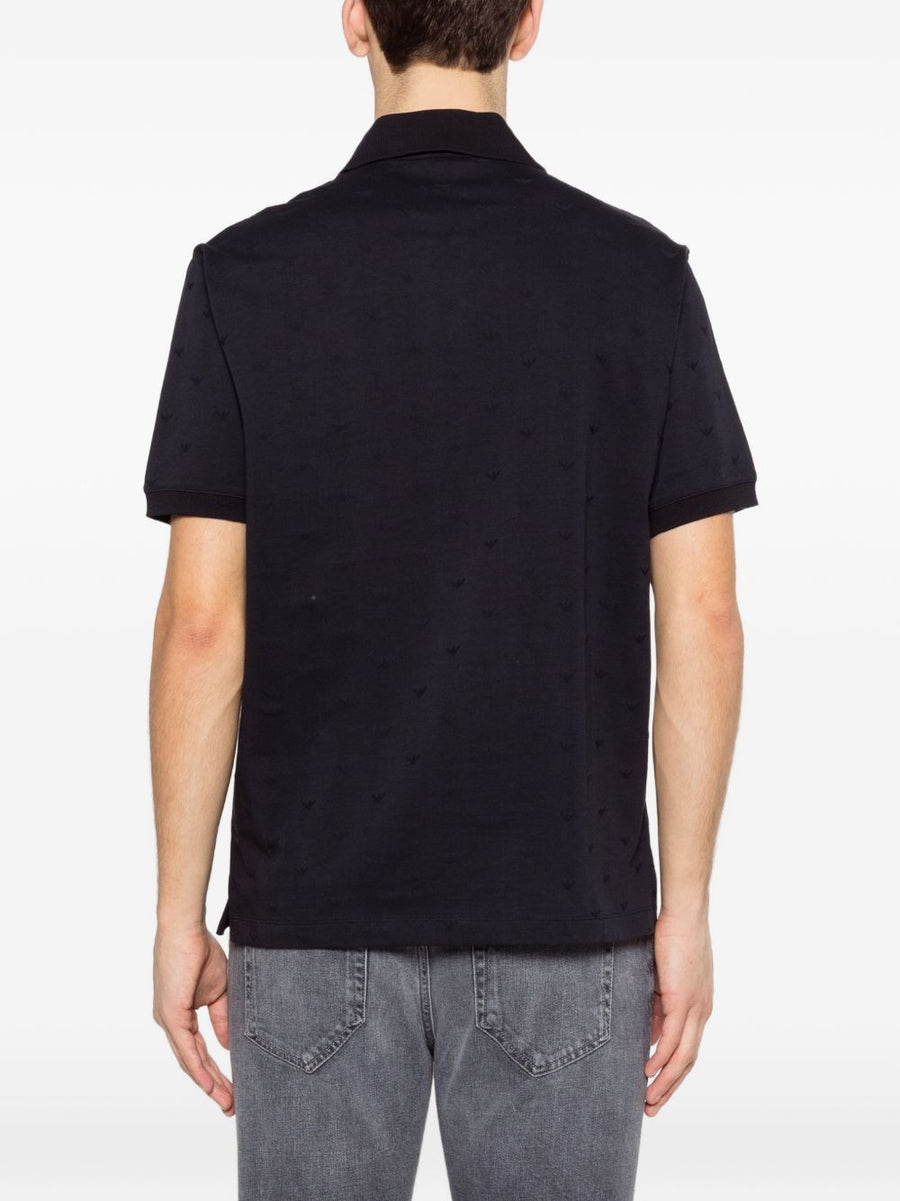 Emporio Armani Logo Cotton Polo Shirt For Men Navy 100 Percent Cotton With Premium Subtle Luxury Detail