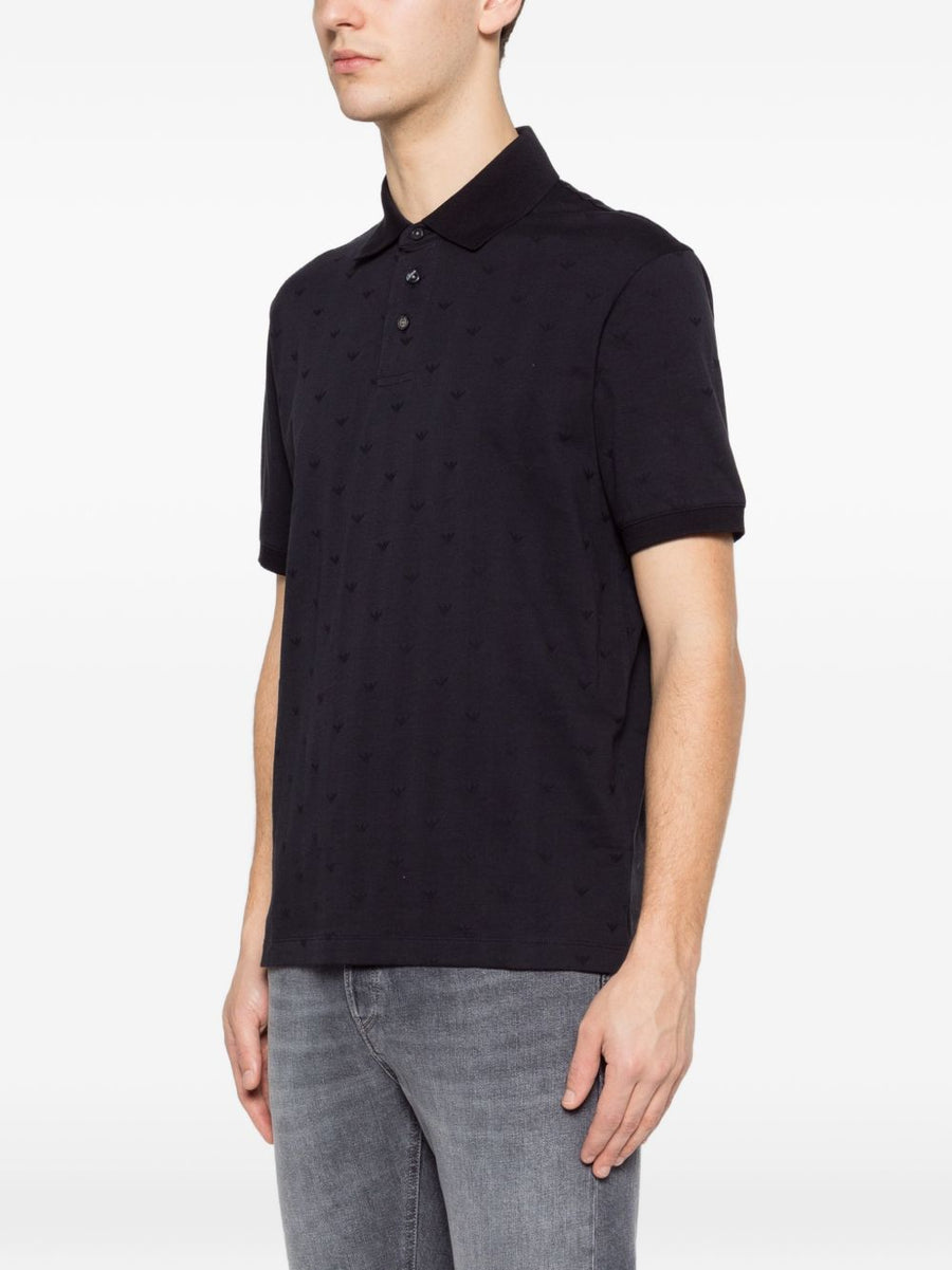 Emporio Armani Logo Cotton Polo Shirt For Men Navy 100 Percent Cotton With Premium Subtle Luxury Detail