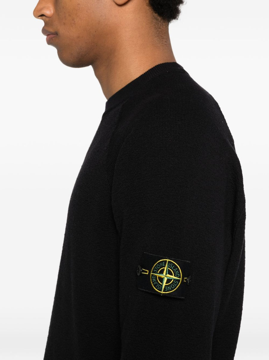 Stone Island Logo Cotton Crewneck Sweater For Men Premium Breathable Knit With Detachable Compass Badge