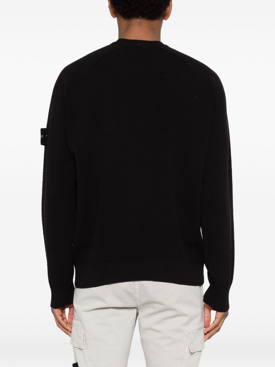 Stone Island Logo Cotton Crewneck Sweater For Men Premium Breathable Knit With Detachable Compass Badge