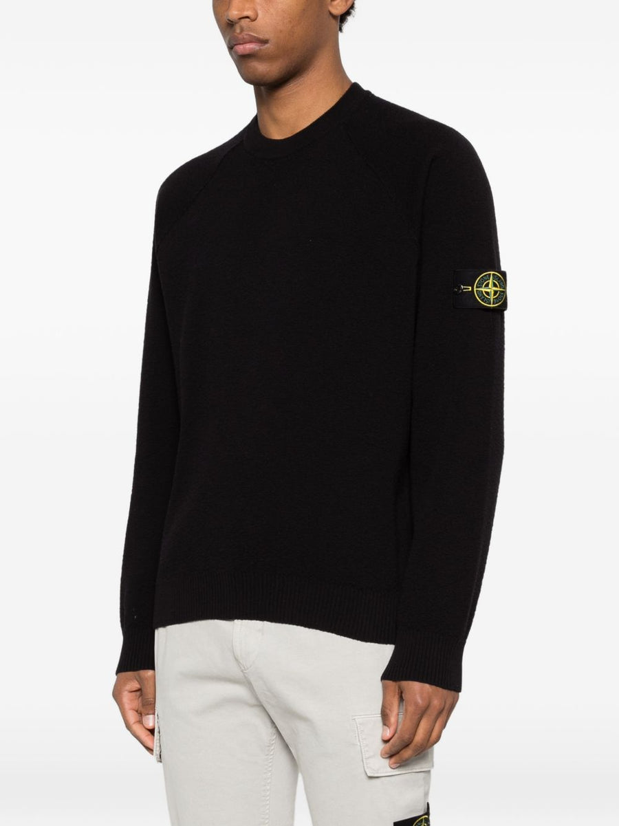 Stone Island Logo Cotton Crewneck Sweater For Men Premium Breathable Knit With Detachable Compass Badge