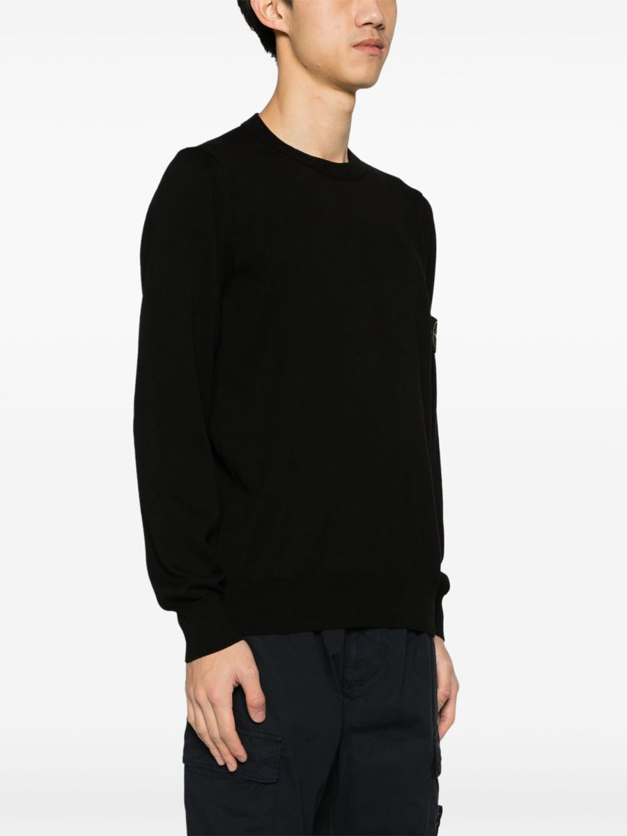 Stone Island Authenticity QR Code Cotton Crewneck Sweater For Men With Detachable Compass Badge