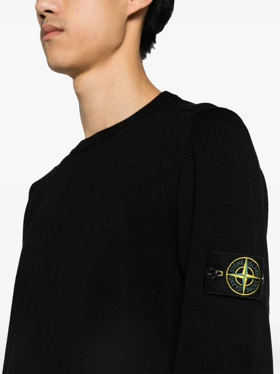 Stone Island Authenticity QR Code Cotton Crewneck Sweater For Men With Detachable Compass Badge
