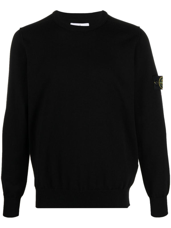 Stone Island Authenticity QR Code Cotton Crewneck Sweater For Men With Detachable Compass Badge