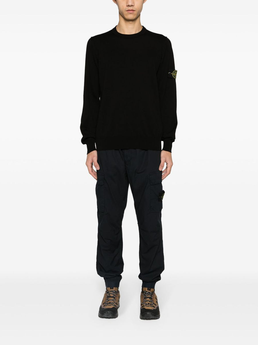 Stone Island Authenticity QR Code Cotton Crewneck Sweater For Men With Detachable Compass Badge
