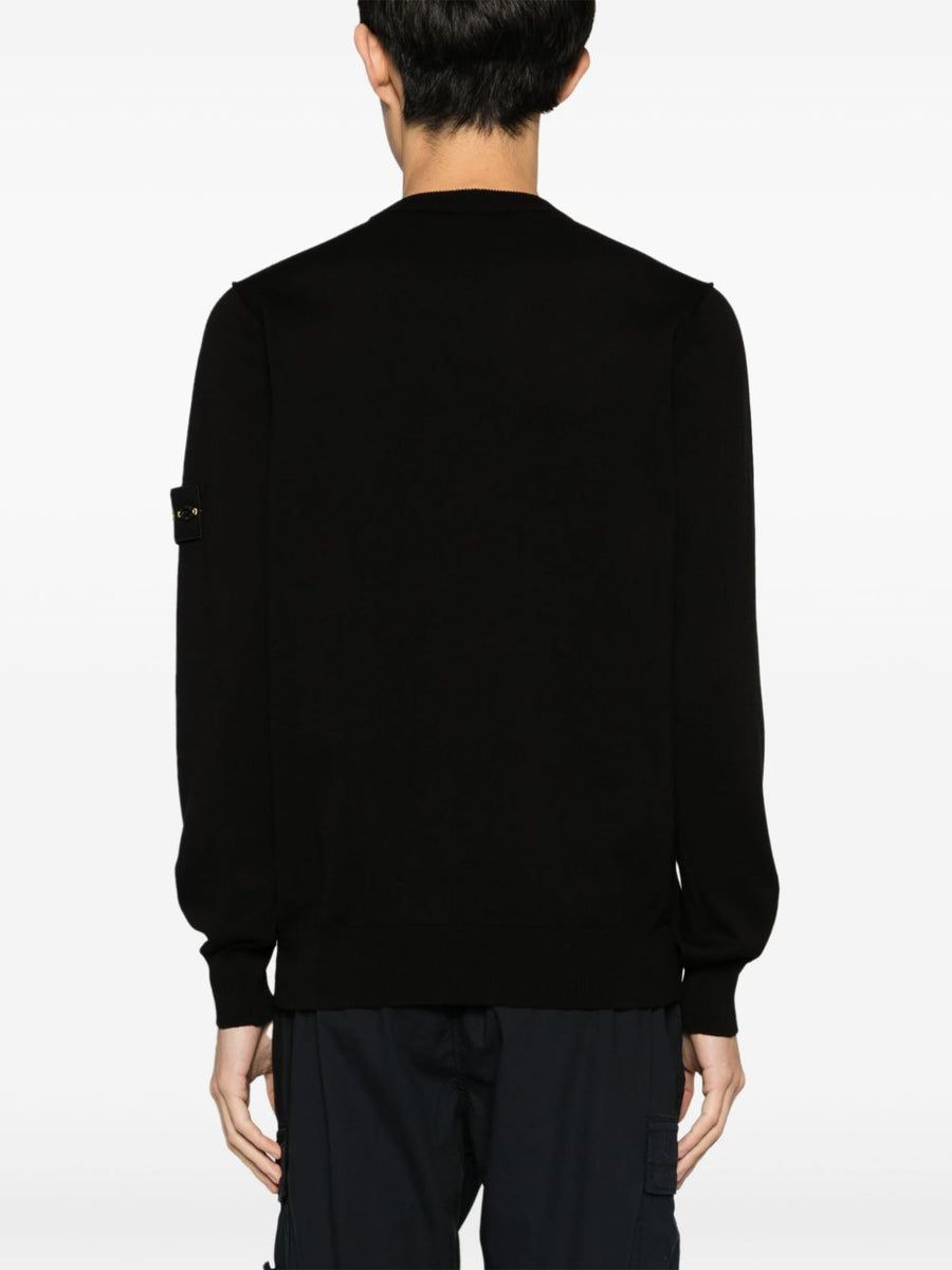 Stone Island Authenticity QR Code Cotton Crewneck Sweater For Men With Detachable Compass Badge