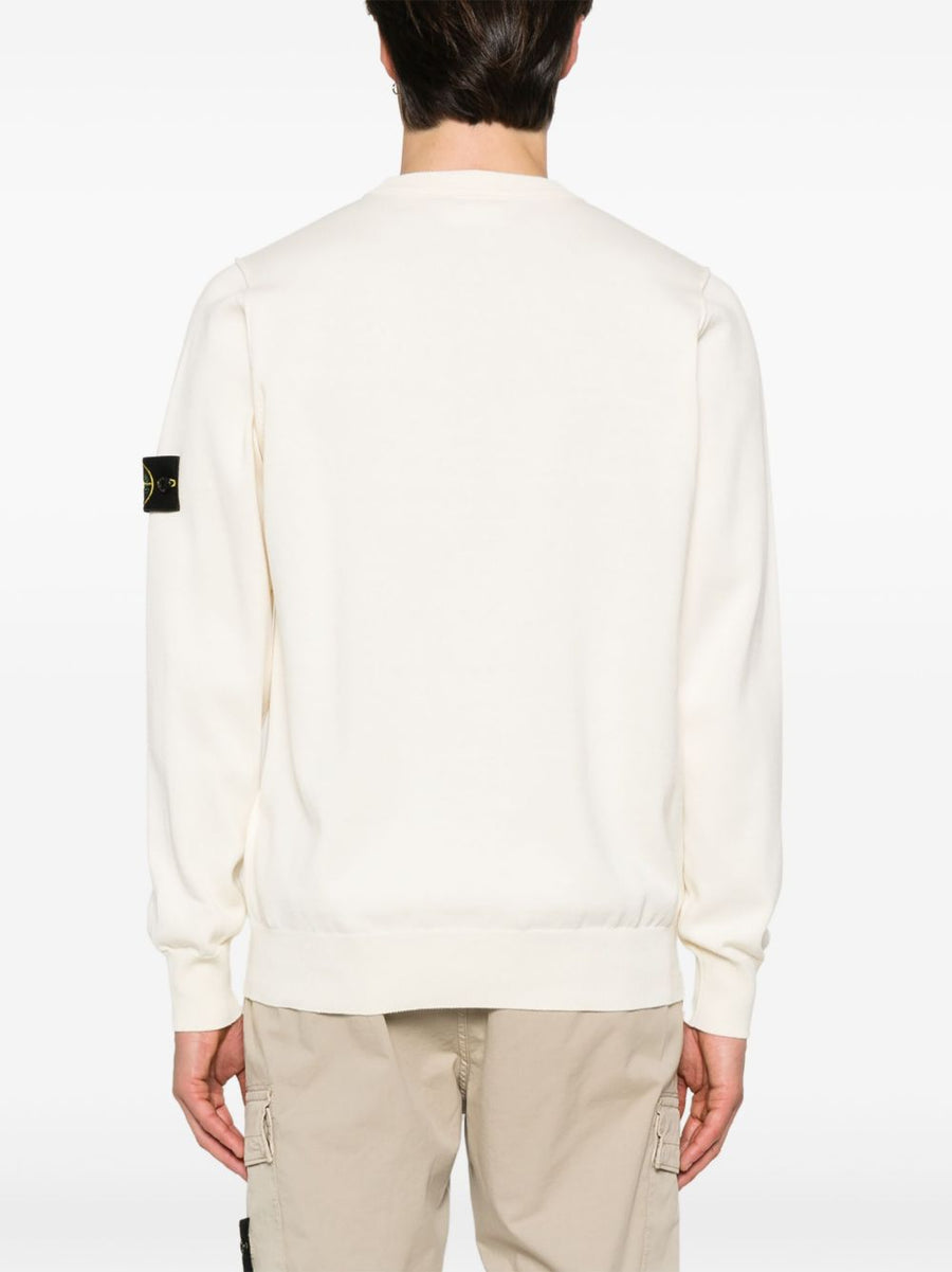 Stone Island Ivory Cotton Crewneck Sweater For Men Luxurious Everyday Comfort And Style