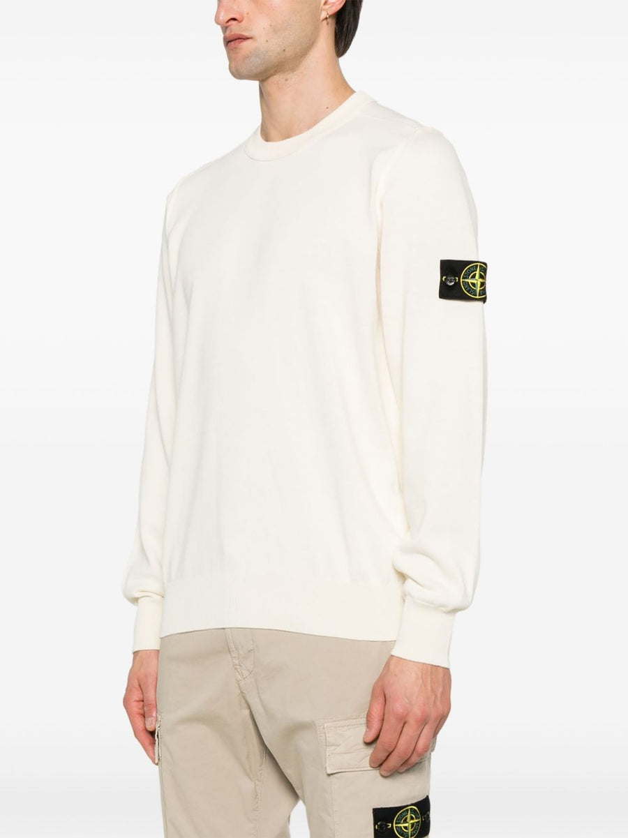 Stone Island Ivory Cotton Crewneck Sweater For Men Luxurious Everyday Comfort And Style