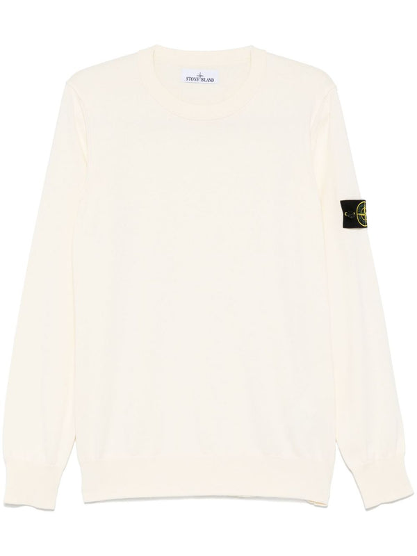 Stone Island Ivory Cotton Crewneck Sweater For Men Luxurious Everyday Comfort And Style