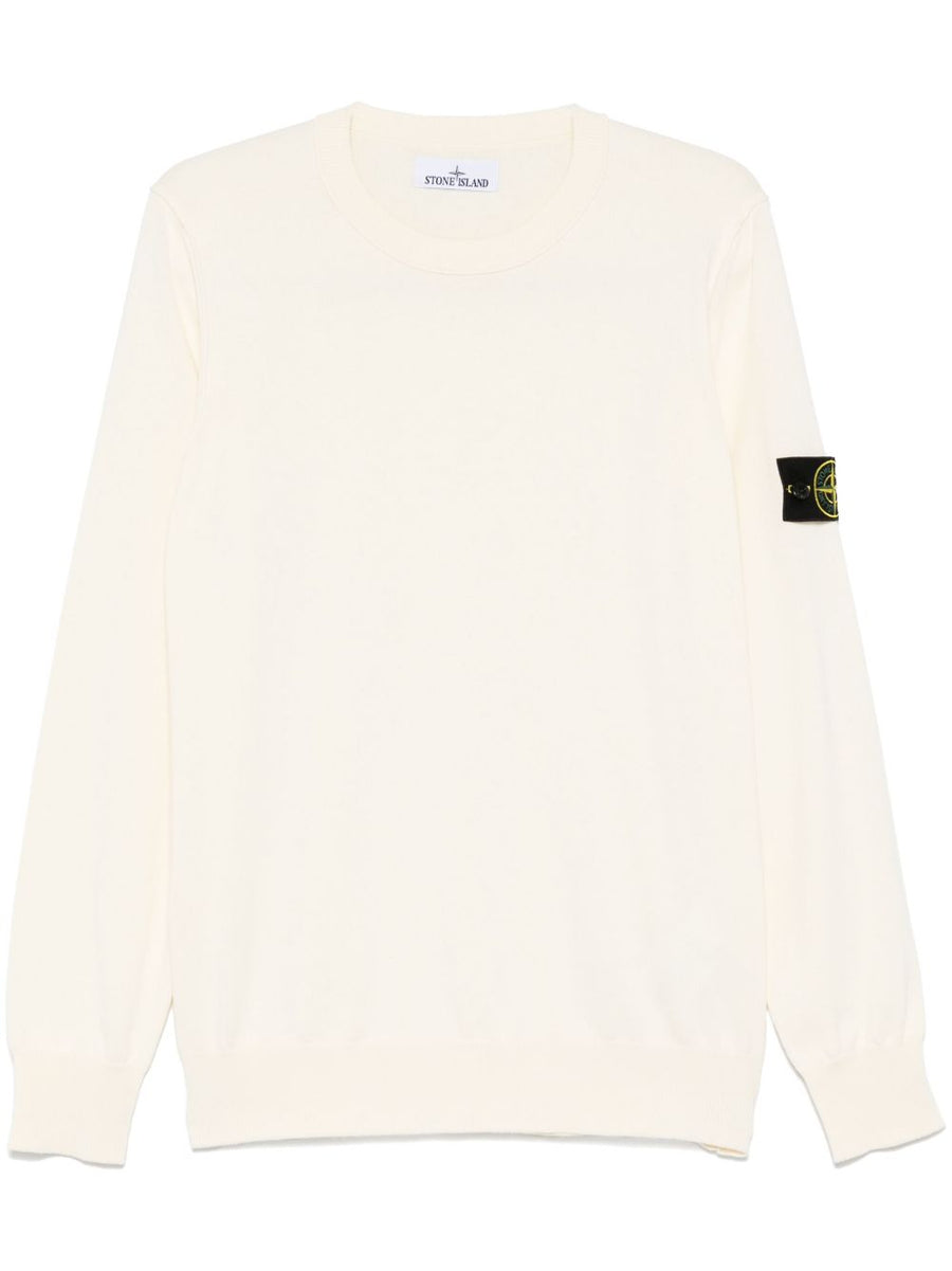 Stone Island Ivory Cotton Crewneck Sweater For Men Luxurious Everyday Comfort And Style