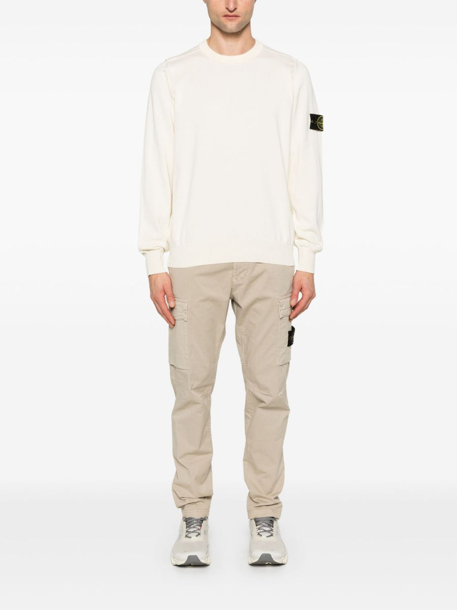 Stone Island Ivory Cotton Crewneck Sweater For Men Luxurious Everyday Comfort And Style