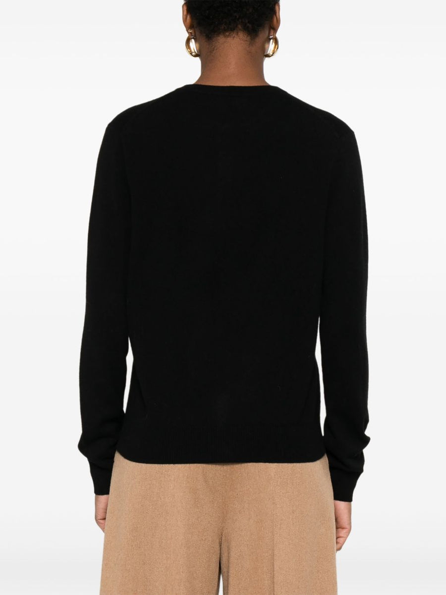 Soft Goat Cashmere Cardigan Black For Women Front Button Crew Neck Luxurious Warmth And Breathable Comfort