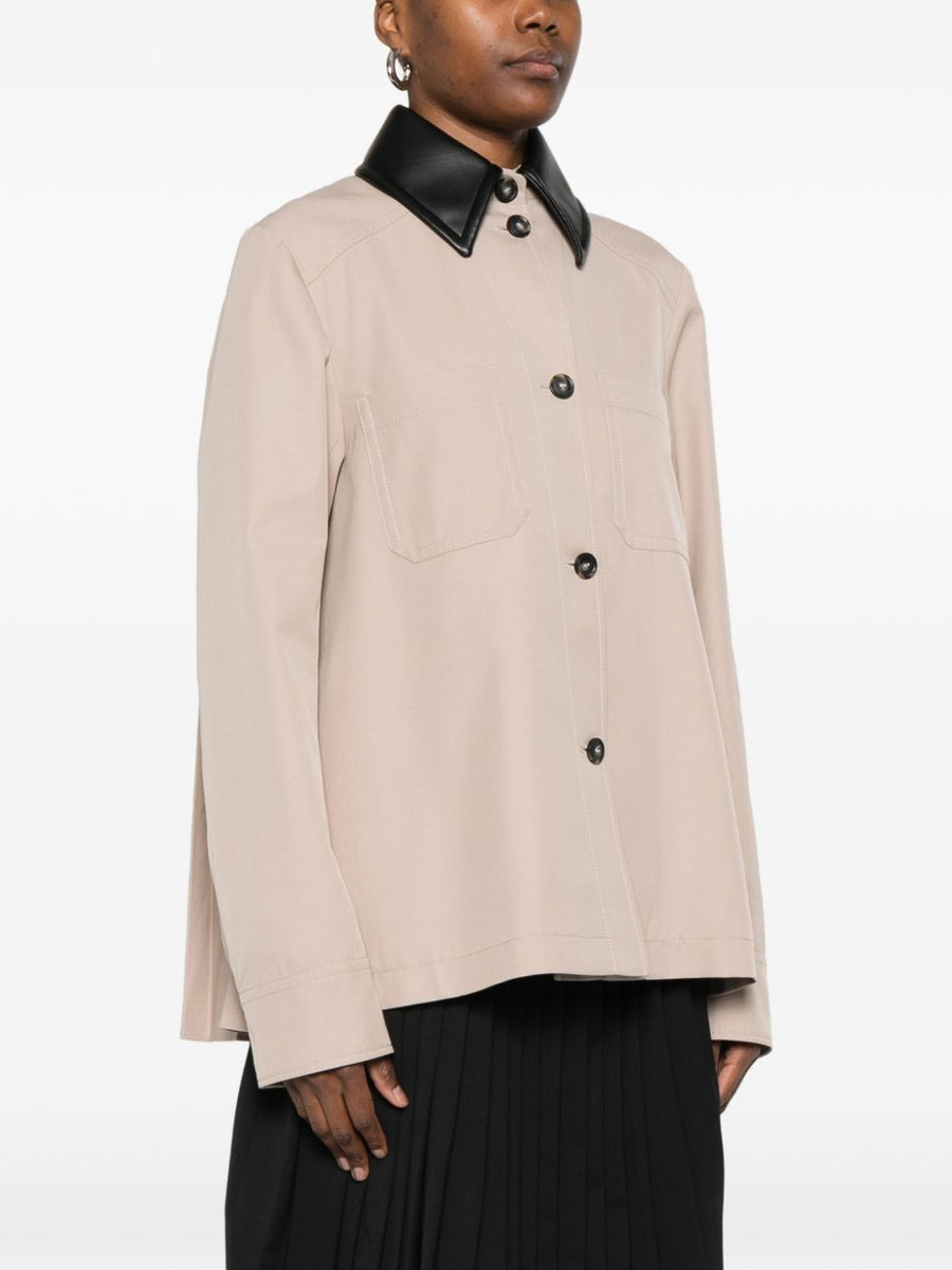 Sportmax Pre Cotton Blend Trench Coat For Women With Contrasting Collar Button Front Timeless Beige Palette